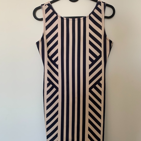 2B Bebe - Beige & Navy Dress - Size Small - Picture 1 of 2